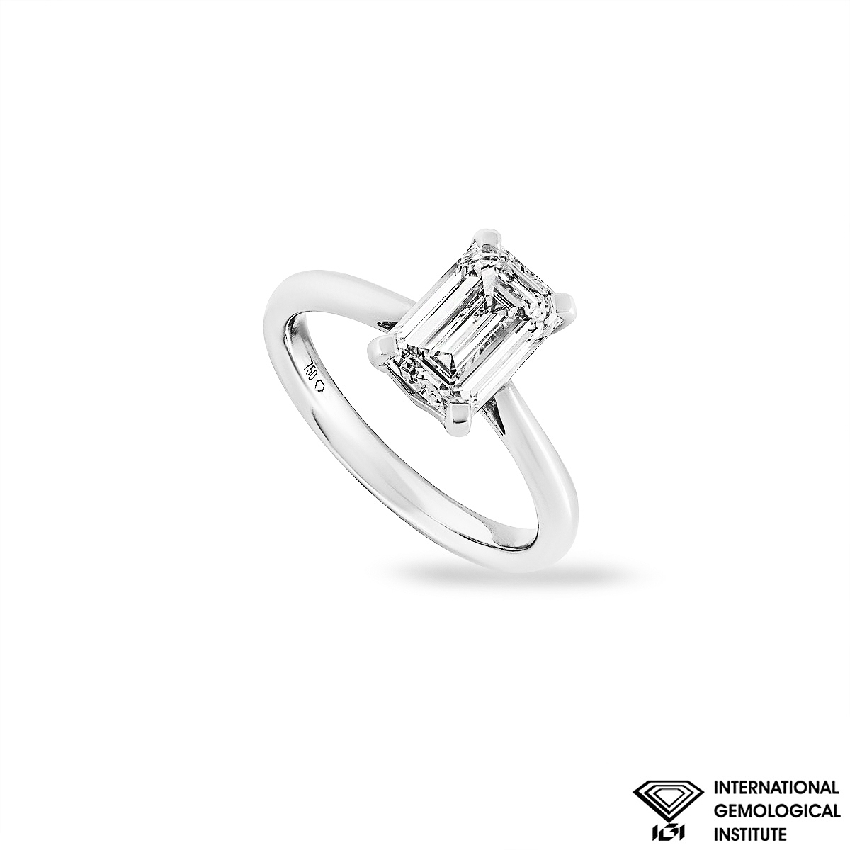 White Gold Emerald Cut Lab Grown Diamond Ring 1.90ct H/VS1
